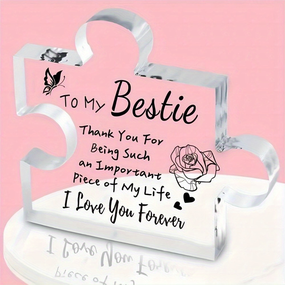 

Bestie Gifts For Women, Engraved Puzzle Acrylic Plaque 3.9 X 3.9inch, Birthday Gifts For Women , Gifts For Women Men Girls Her, Gifts For