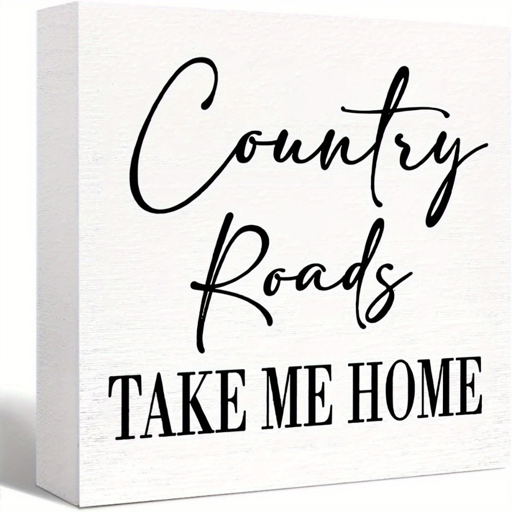 

1pc, Country Home Farmhouse Sign, Desk Decor, Wooden , Housewarming Present, Rustic Wood Plaque For Living Room Kitchen Bathroom Shelf Table Decoration, Country