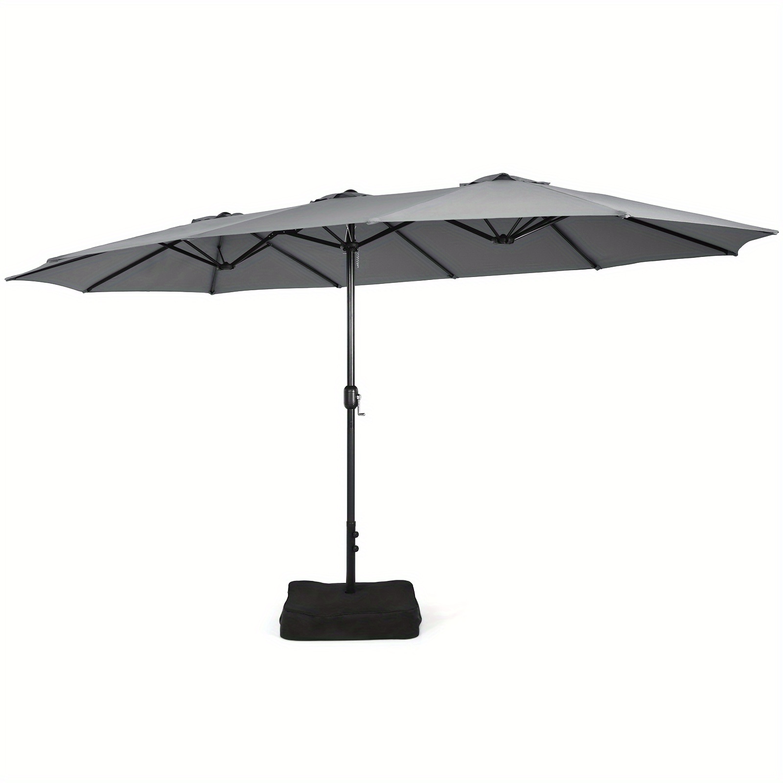 

Safstar 15ft Double-sided Twin Patio Umbrella Outdoor Market W/ Crank & Base Grey