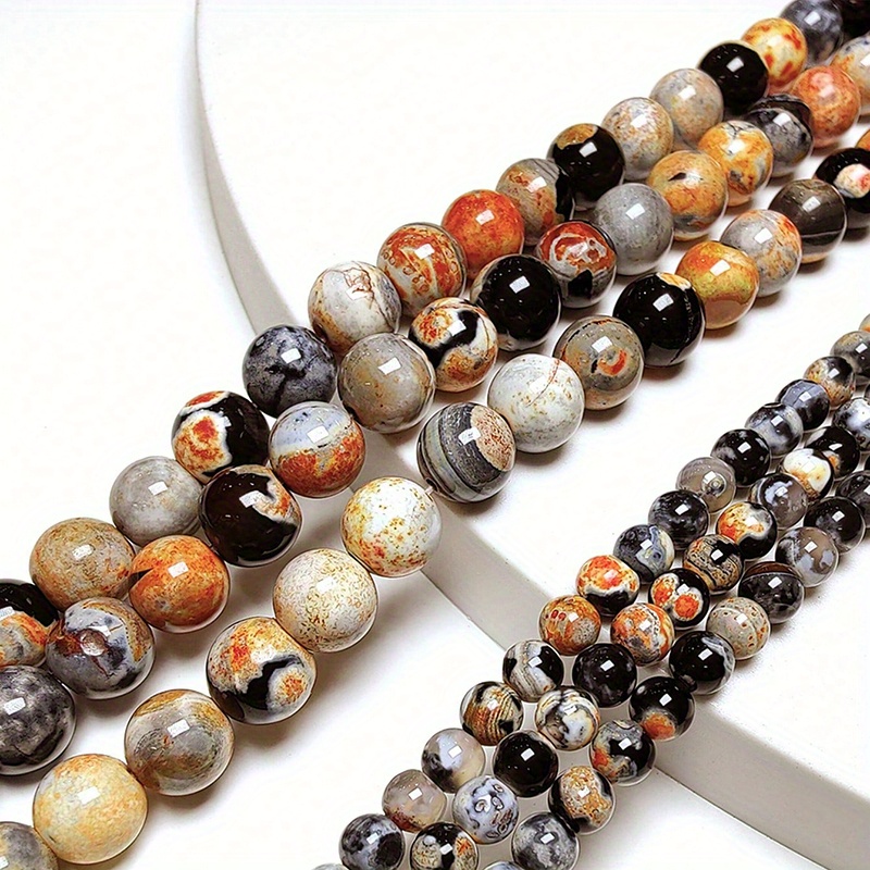 

36-38/44-46/60-62pcs, Orange Flame Agate Beads, Ideal Accessories For Necklace Bracelet Keychain Jewelry Making