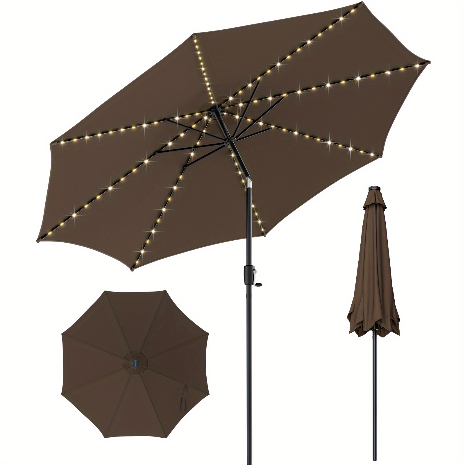 

Safstar 10 Ft 112 Led Solar-lighted Patio Market Umbrella Crank Tilt Outdoor Coffee