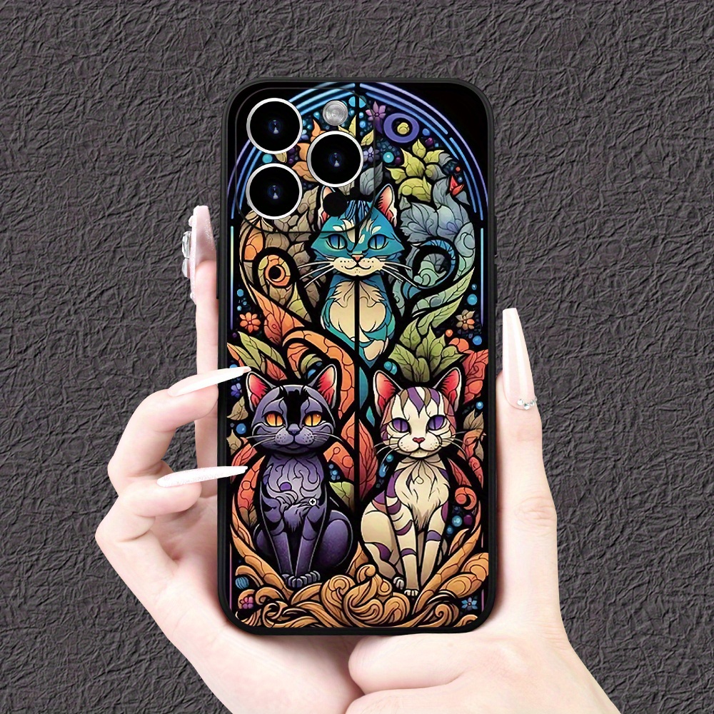 

Mystical Cats Creative Black Tpu Phone Case With Camera Protection For 15/14/13/12/11/xs/xr/x/7/8/plus/pro/max/mini