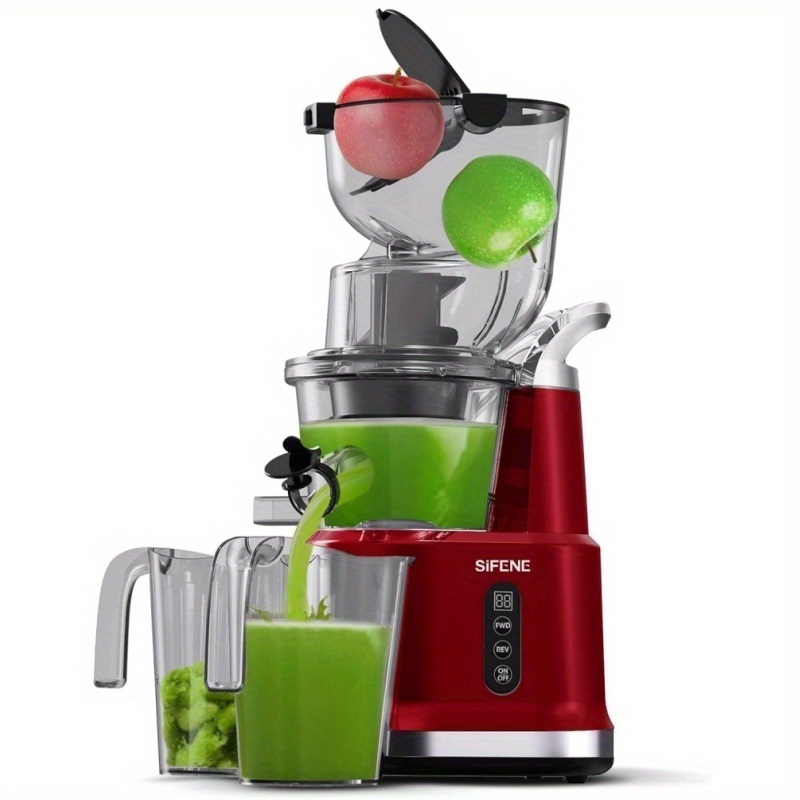 

Cold Press Juicer Machines With 83mm Big Mouth, Whole Slow Masticating Juicer, Juice Extractor Maker Squeezer For Fruits And Vegetables, Bpa-free, Easy To Clean, Red