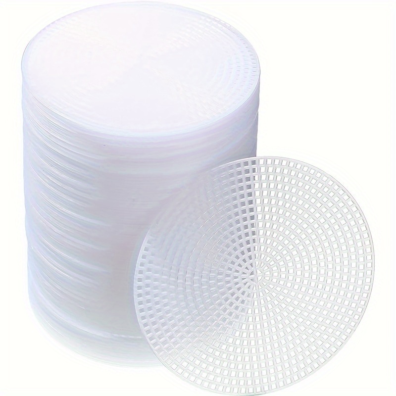 

White Round Plastic Canvas Mesh For Needlepoint, Embroidery, And Crochet - Blank Needle Art Supplies For Yarn Crafts