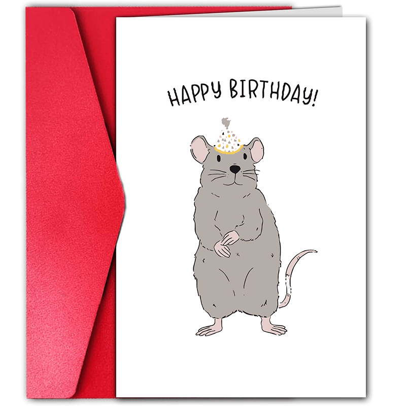 

Cute Rat-themed Birthday Card - Perfect Gift For Rat Lovers, Mom & Friends - High-quality Paper Greeting Card