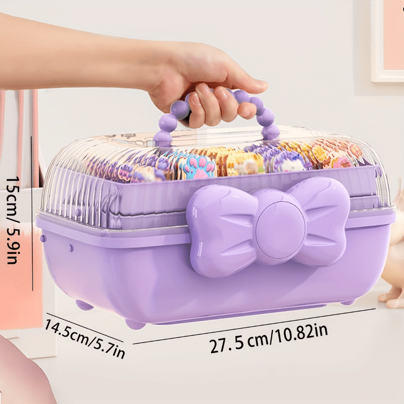 

1pc Bowknot Handle Multi-layer Storage Box, Large Capacity Plastic Organizer For Jewelry, Hair Accessories, Cosmetics, Toys, Stackable Case With Dividers, Room Decor