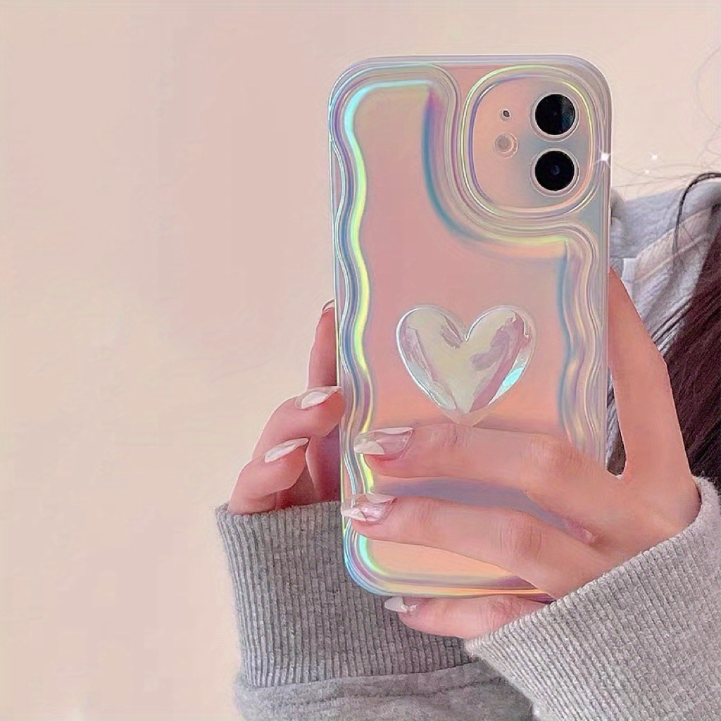 

Laser Heart Three-dimensional Cell Phone Case For Iphone 15, 11, 12, 13, 14, Pro Max, Pro, Plus, Mini Full Wrap Phone Case