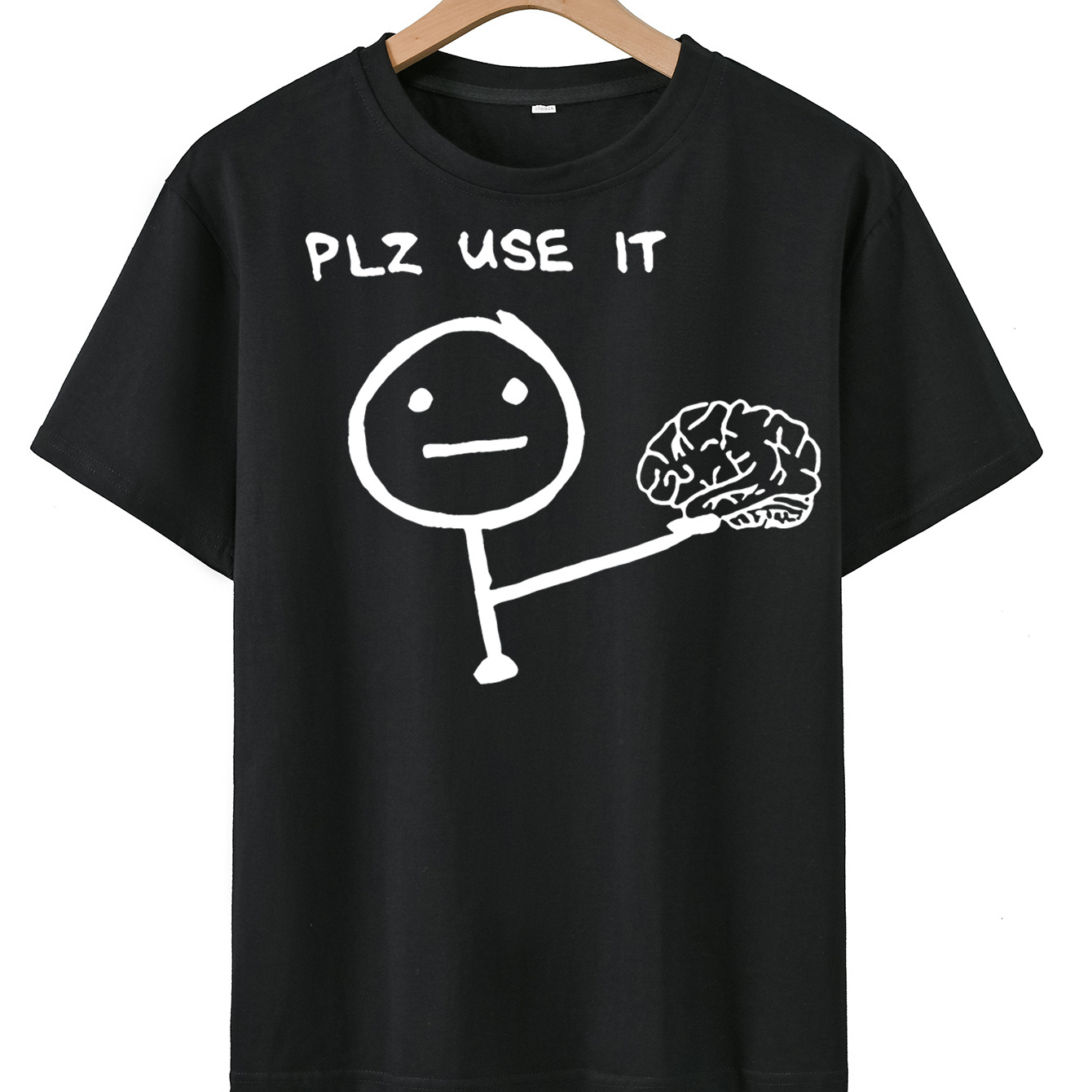 

Unisex Casual 100% Cotton Youth T-shirt With Brain Graphic, Comfy Short Sleeve Crew Neck Tee For Boys & Girls, Summer Top