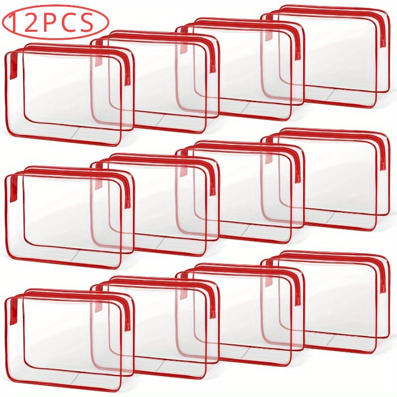 

12 Pcs Clear Toiletry Bag For Women Men, Transparent Cosmetic Bag For Travel Makeup Organizer Tsa Approved Pouch - Medium