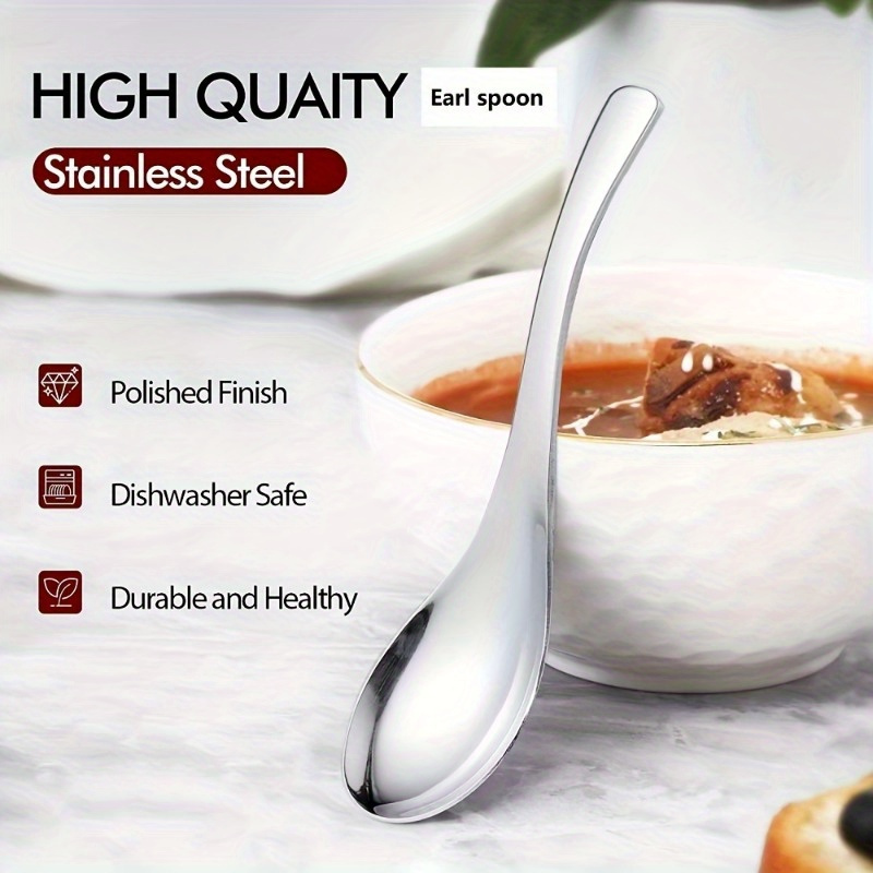 

6-piece Set Stainless Steel Soup Spoons, High-quality Heavy-duty Table Spoons, Polished Finish, Durable & Dishwasher Safe, Ideal For Holidays & Weddings
