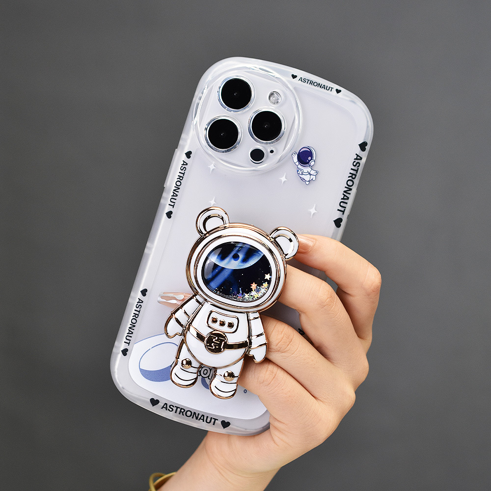 

Astronaut Phone Holder Phone Grip Hidden Stand Full-body Protection Shockproof Tpu Soft Rubber Case For Men Women For 14 13 12 11 Xs Xr X 7 8 6s Mini Plus Pro Max Se