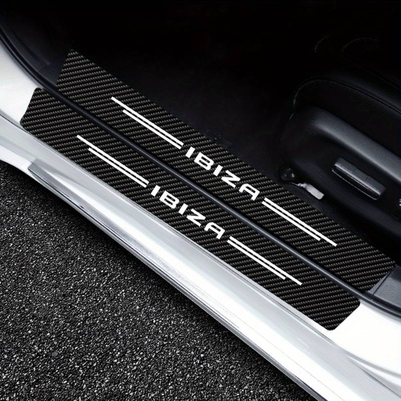 SYJIIP 6D Carbon Fiber Door Sill Scuff Plates – Universal Fit Anti-Scratch Stickers (4-Piece Set, 60cm & 40cm)