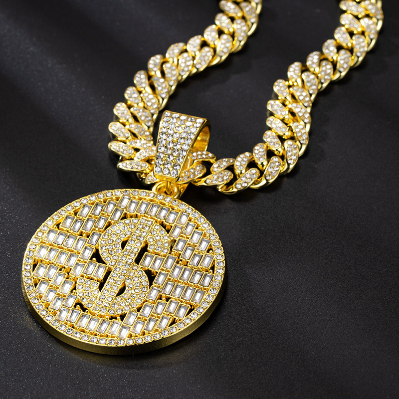 

Hip-hop Necklace For Men, With Cuban Link Chain And Dollar Pendant