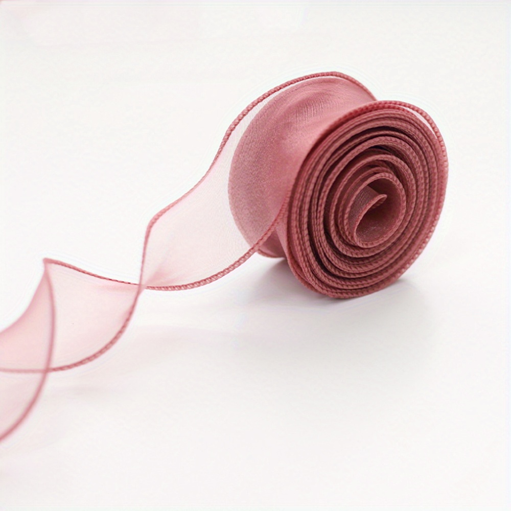 Ruban Cadeau En Organza Transparent Or Rose - Fait Main, Brillant, Pour Emballages élégants