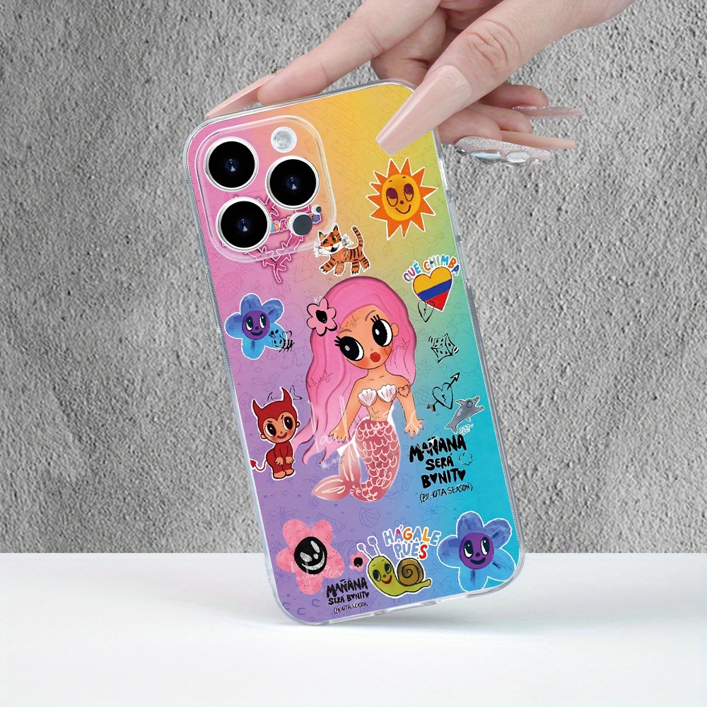 

Colorful Mermaid & Cute Creatures Clear Tpu Case For 15 14 13 12 11 Xs Xr X 7 8 Plus Pro Max Mini - Trendy Fashion Protective Phone Cover