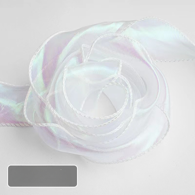 10-yard Iridescent Fishtail Tulle Ribbon With , Gift Box Packaging, Hemmed Lace, Chiffon, Wave Tulle Ribbon Accessories