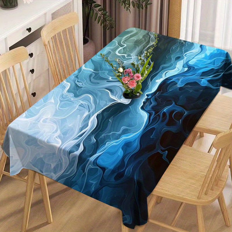 

Square Polyester Tablecloth - Machine Woven, Waterproof, Oil-resistant, Multicolor Printed Design For Dining Table, Patio, Picnic, Kitchen And Living Room Decor - 1pc