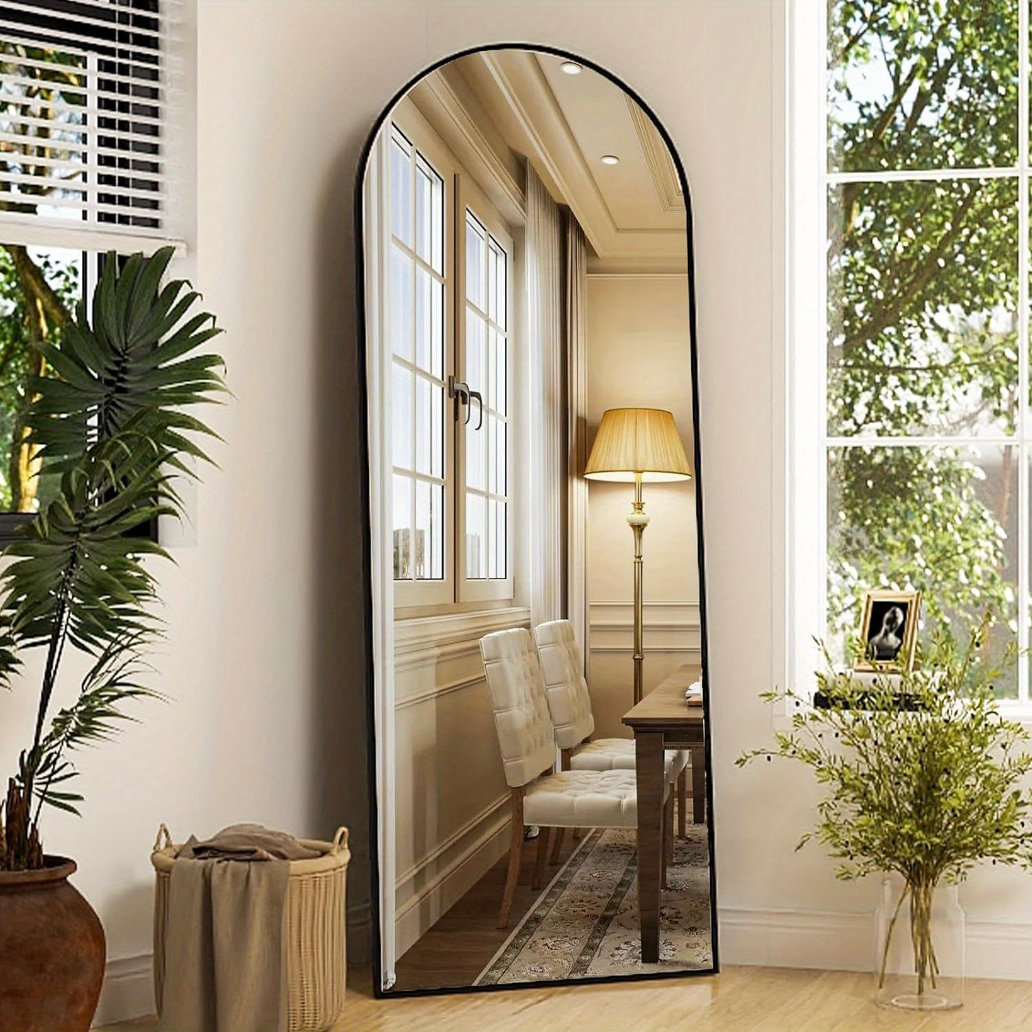 

Arched Full Length Mirror, 64" X 21" Arch Floor Mirror With Stand, Full Length Mirror Wall Mirror Hanging Or Leaning Arched-top Full Body Mirror With Stand For Bedroom, Dressing Room