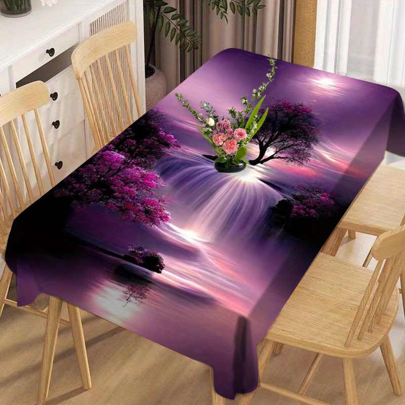 

Square Polyester Tablecloth, Machine-woven, Waterproof And Oil-resistant, Vibrant Printed Design, Perfect For Dining Table, Patio, Picnic, And Home Decor - 1pc