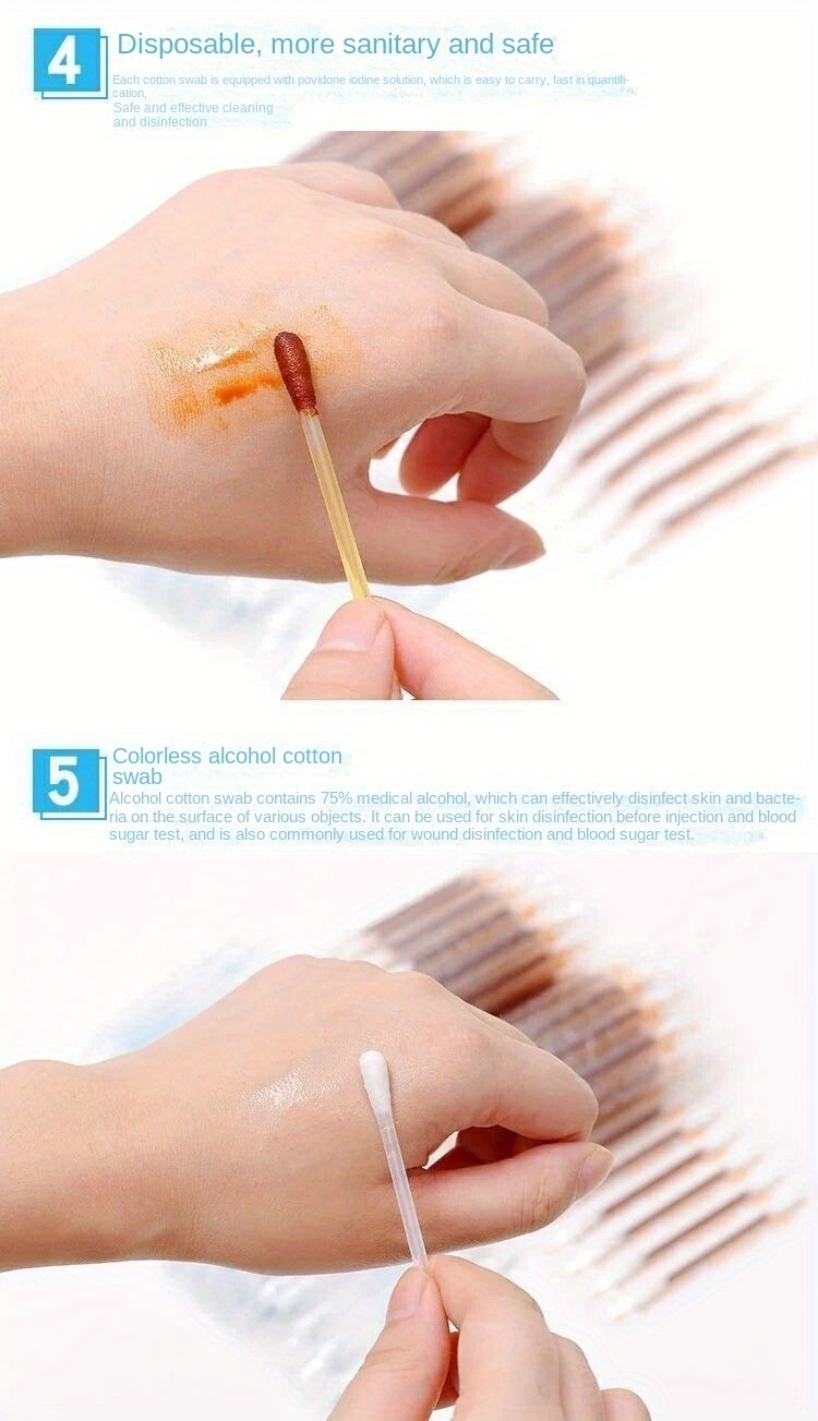 100 pcs sterile iodine swabs for home use medical grade disposable skin wound disinfection details 1