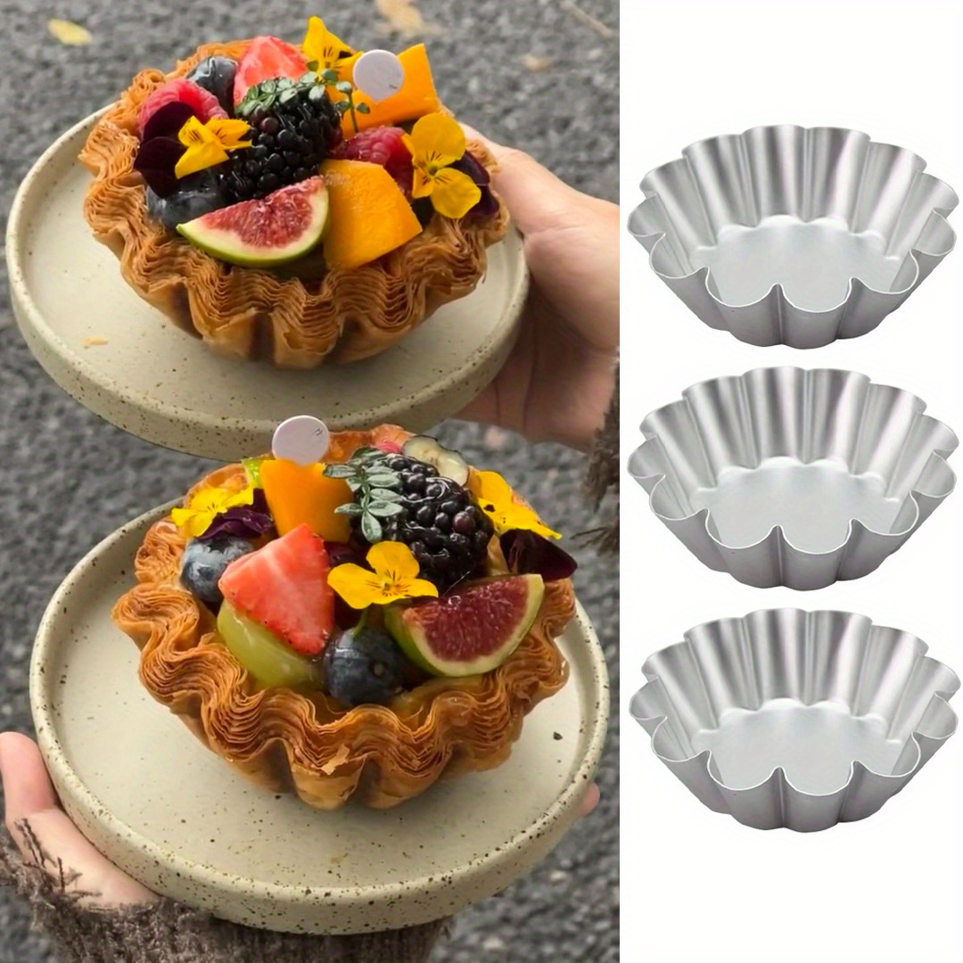 

Floral Aluminum Egg Tart Molds - , Oven-safe Baking Pans For Pudding, - Graduation & Special Occasions