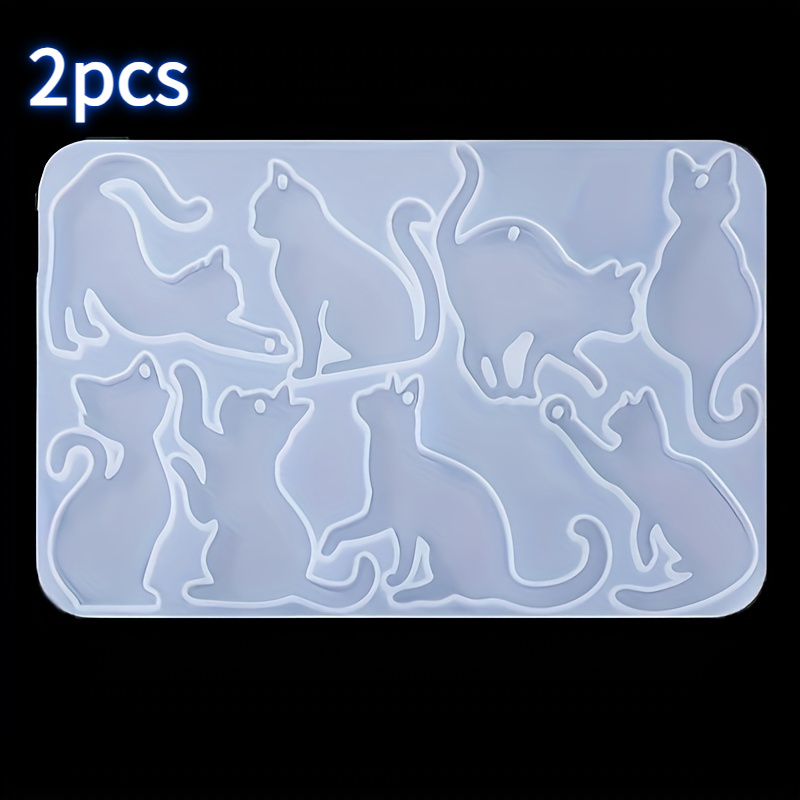 2pcs Cute Cat Silicone Molds For Diy Resin Earrings & Pendants - Epoxy Casting Kit