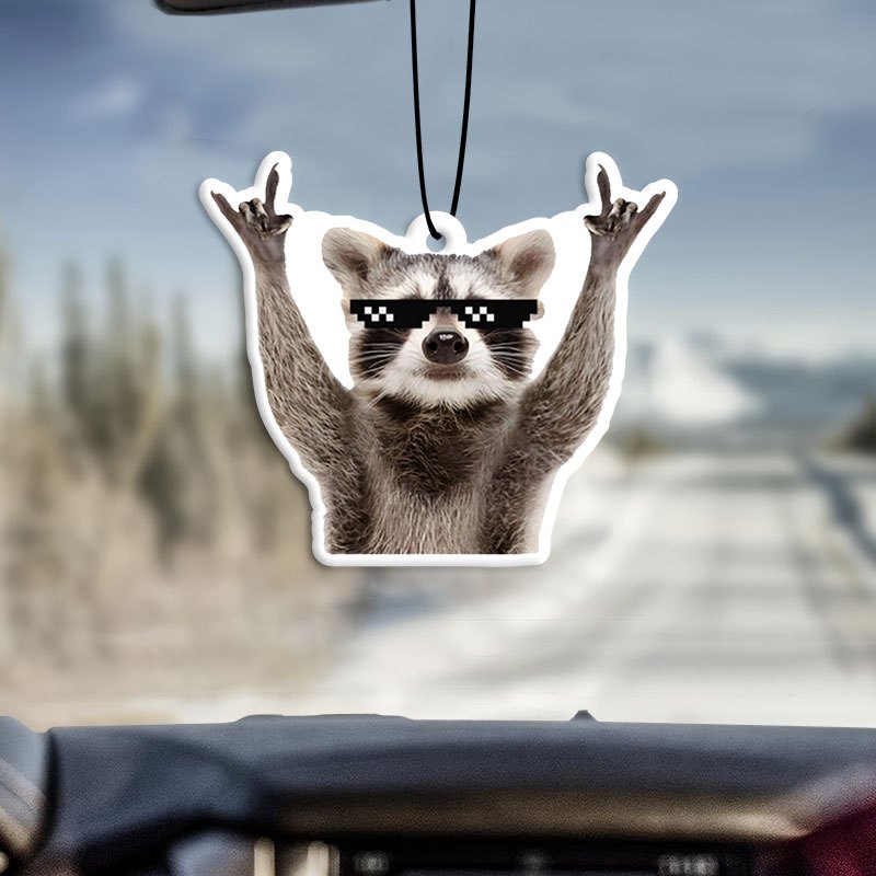 

Rock & Roll Raccoon Car Air Freshener - Aromatherapy Tablet, Hanging Scented Pendant For Mirror Decoration