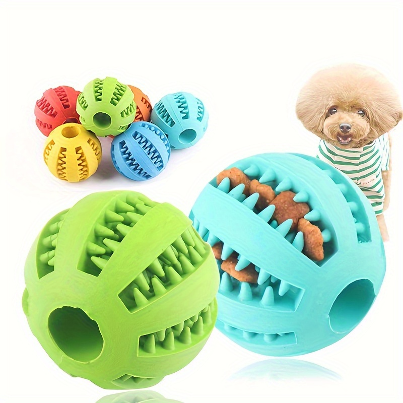 

1pc Interactive Dog Chew Toy - Food Dispensing Rubber Dog Ball For All Breed Sizes - Non-battery Durable Pet Molar & Treat Puzzle Toy