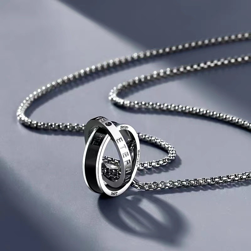 

Do Not Fade Double Ring Necklace, Hip Hop Style Necklace, Matching Clothing Necklace Accessories, Clothing Accessories Necklace