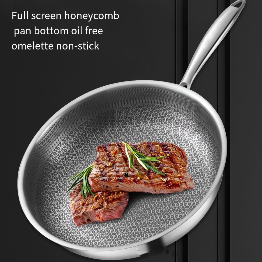 

Versatile Stainless Steel Non-stick Skillet - Cool Touch Handle, Dishwasher & Oven Safe, Perfect For Induction, Gas & Ceramic Stoves