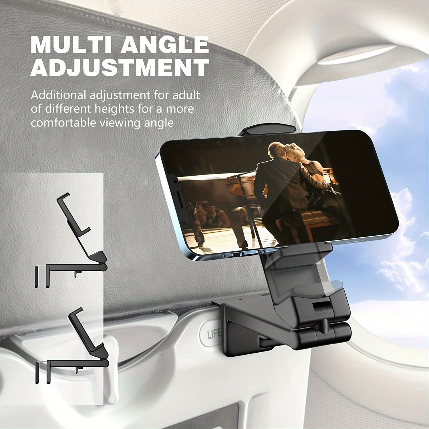 

1pc Universal In-flight Airplane Phone Holder Mount: Hands-free, Multi-directional, 360° Rotation- A Pocket-sized Travel Essential!