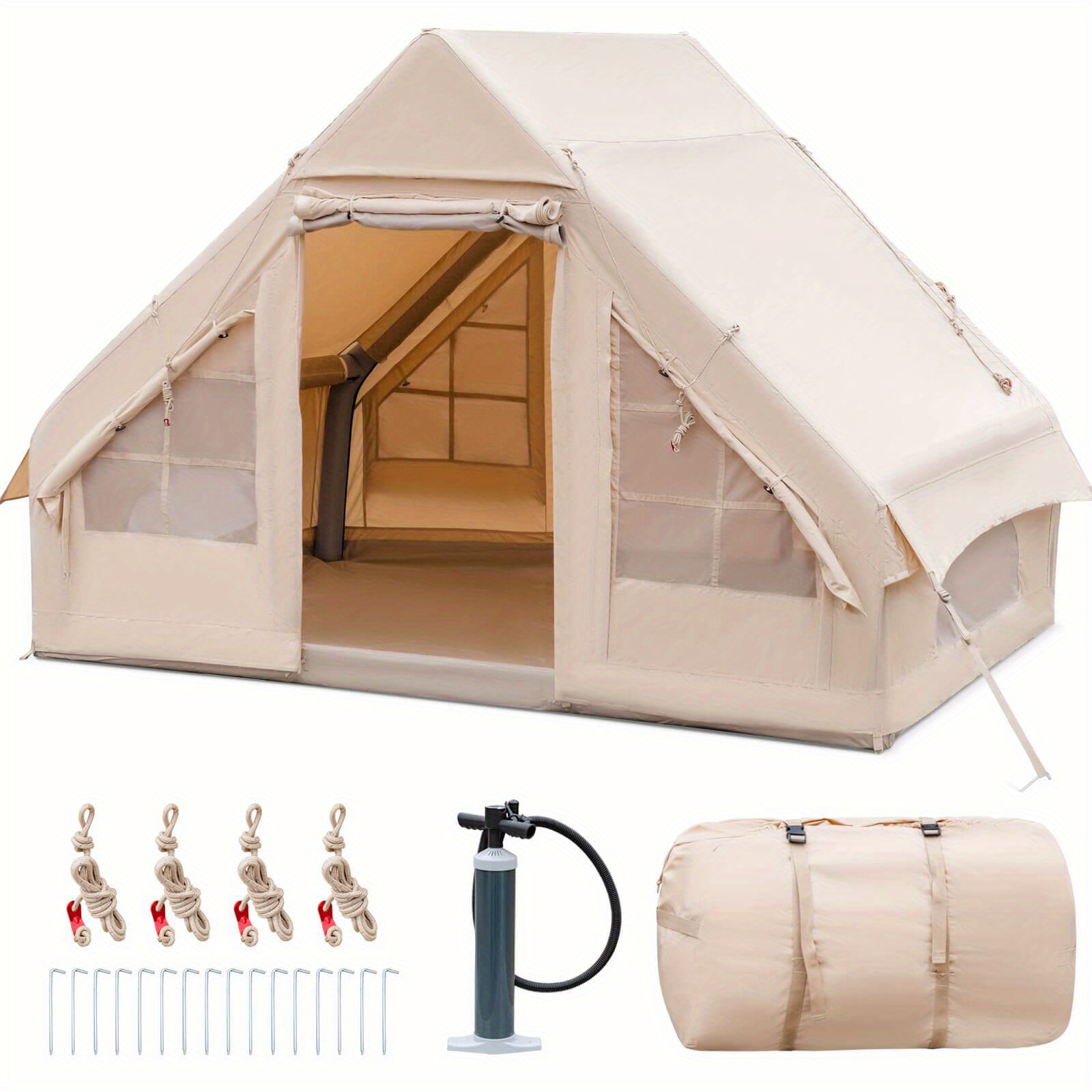 TEMU Tangkula Inflatable Camping Tent 2-6 People Cotton Tent For