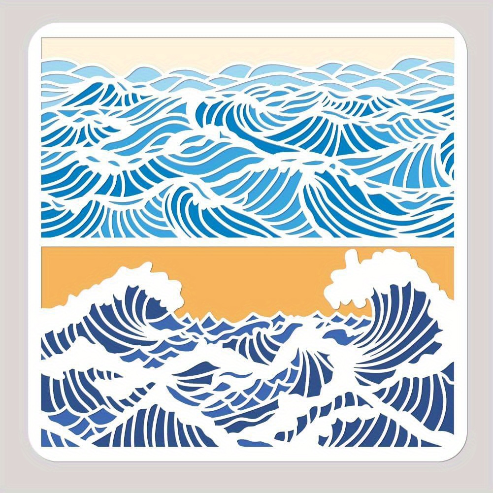 

Reusable Waves Painting Stencil 11.81" X 11.81" - Durable Pet Craft Template For Wood, Fabric, Paper, Wall & Furniture Decor Stencils For Crafts Reusable Large Stencils Template Plastic Reusable