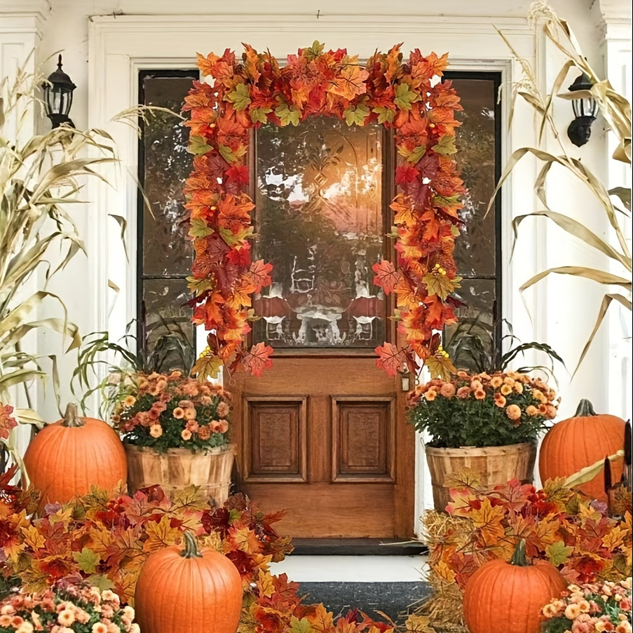 Guirlande Feuilles D'érable Automne - Décoration Murale Simulation Rotin 175 Cm