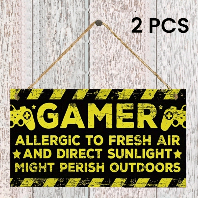 

2pcs, Vintage Wooden Sign, Easy Wall Mount, No Power Needed - Adds Humor To Any Room, Christmas-perfect Gamer Decor