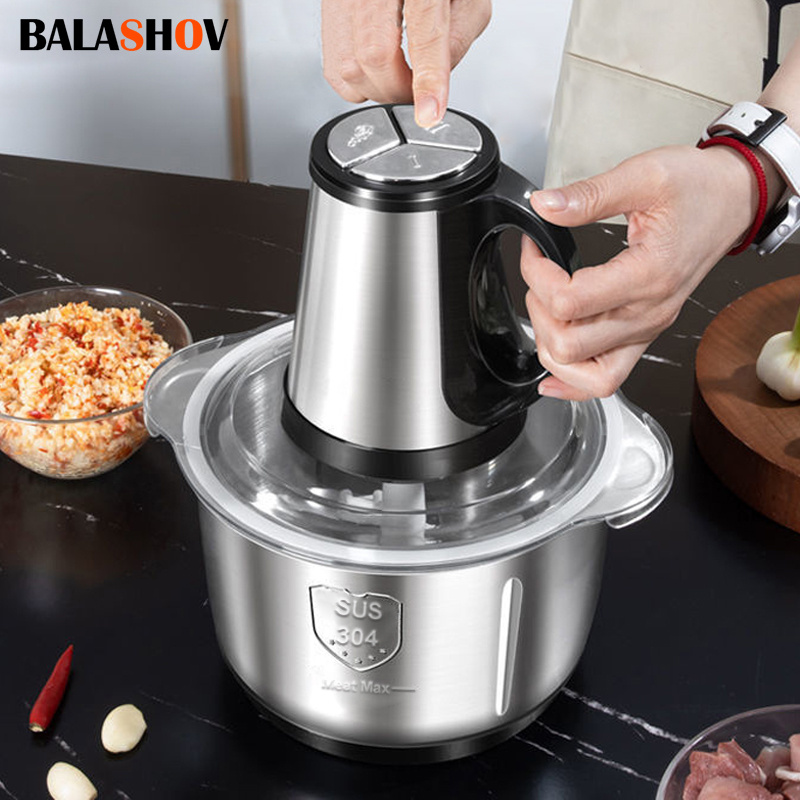 

Balashov Us Plug 3- Chopper, Electric Dough Mixer, 5l Large Apacity Meat Grinder With Blades, Stainless Steel Mincer For Kitchen, Vegetable, Onion, Garlic, Salad, Fruit, Nuts