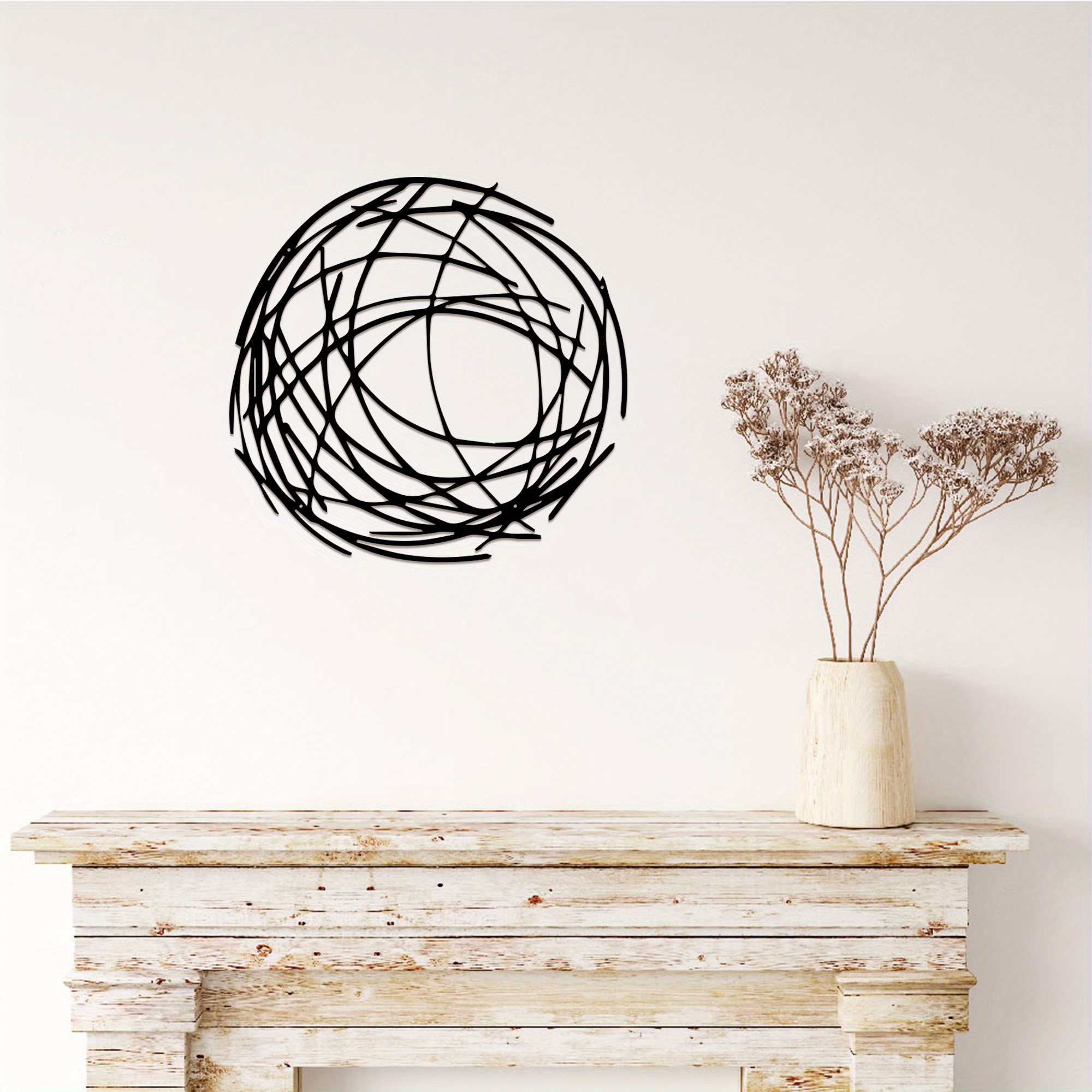 

Chic Geometric Metal Wall Art - Modern Decor For Living Room, No Power Needed
