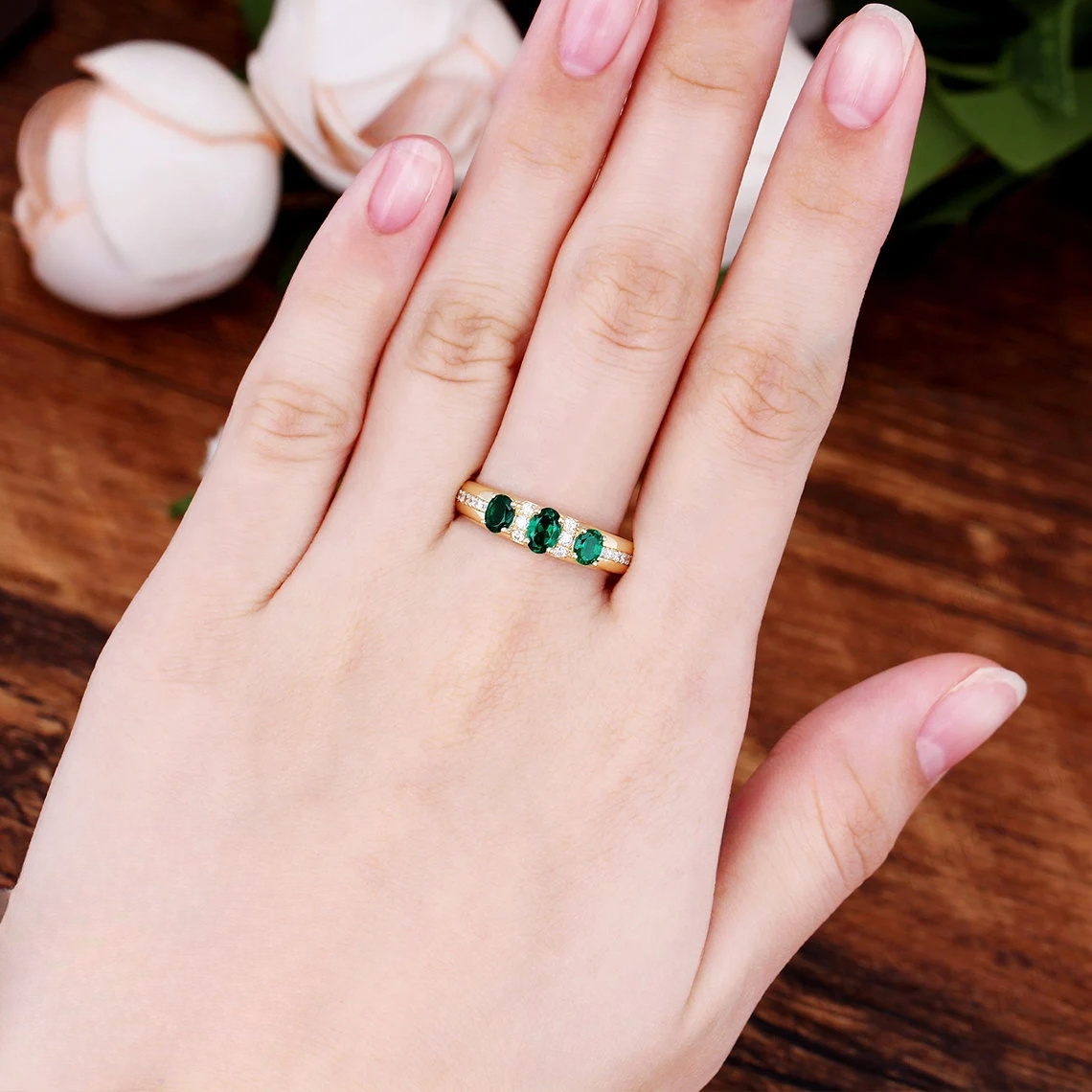Vintage Golden Ring with Sparkling Zirconia
