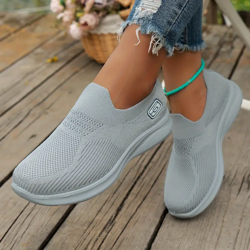 womens knitted sock sneakers breathable slip on walking running trainers lightweight outdoor sports shoes plus size details 4