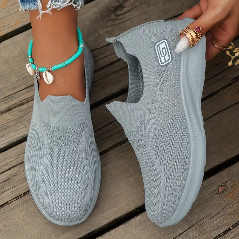 womens knitted sock sneakers breathable slip on walking running trainers lightweight outdoor sports shoes plus size details 1