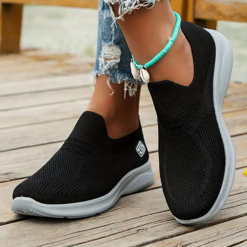 womens knitted sock sneakers breathable slip on walking running trainers lightweight outdoor sports shoes plus size details 5