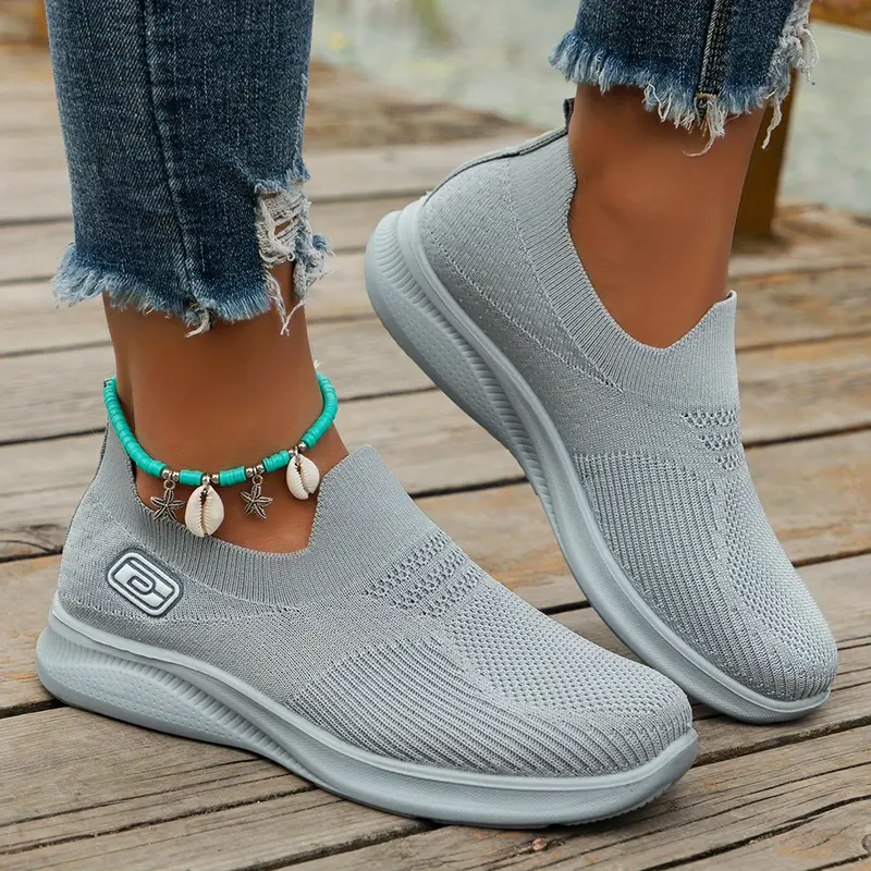 womens knitted sock sneakers breathable slip on walking running trainers lightweight outdoor sports shoes plus size details 2