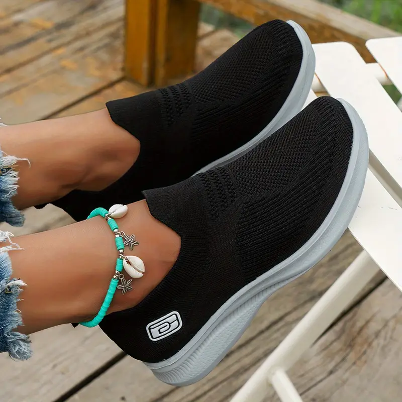 womens knitted sock sneakers breathable slip on walking running trainers lightweight outdoor sports shoes plus size details 3