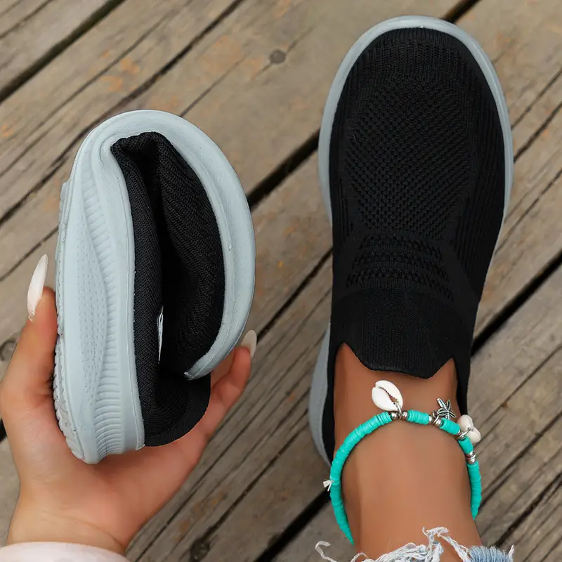 womens knitted sock sneakers breathable slip on walking running trainers lightweight outdoor sports shoes plus size details 7
