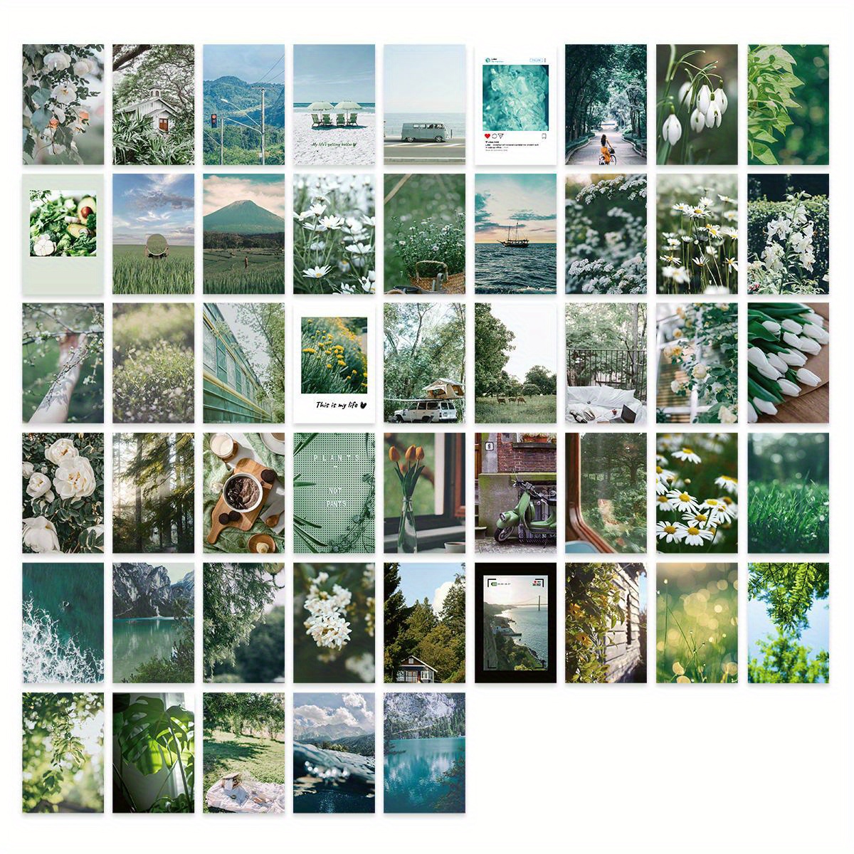 Image of 50pcs Washi Paper Retro Creative Summer Scenery Art Collage Material Book Student Stationery Decoration Stickers Suitable For Diaries, Cups, Mobile Phones, Laptops, Scrapbooks