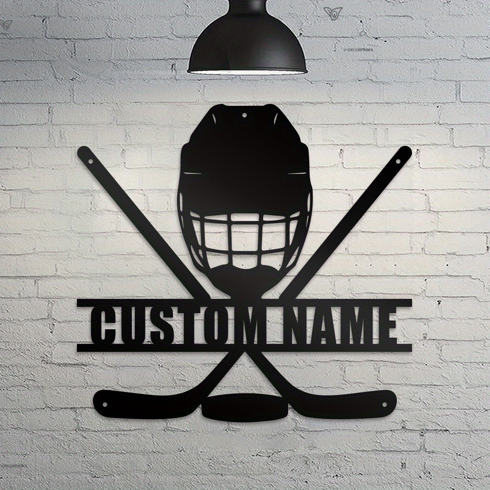 

1pc Hockey Metal Wall Art, Personalized Hockey Name Sign Decoration For Room, Hockey Metal Sign, Hockey Home Decor, Custom Hockey