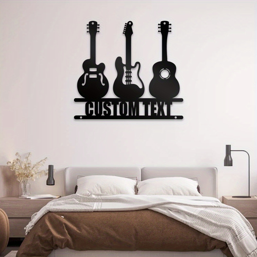 

1pc Guitar Metal Sign Silhouette Guitar Player Personalized Name Sign, Guitar Wall Art, Music Studio Decor Gift For Guitar Lover