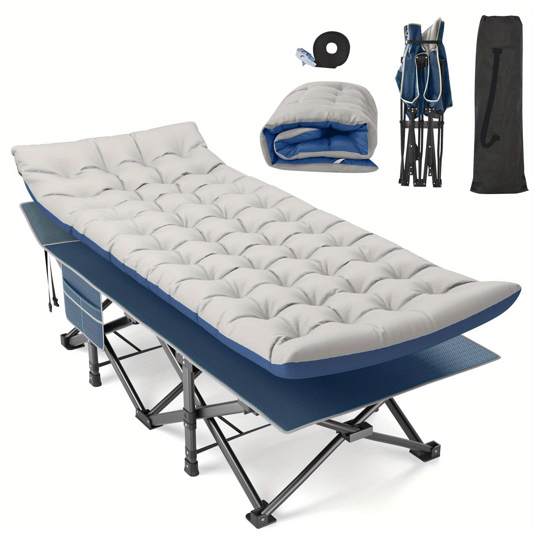 Iklarewv Heavy Duty Folding Camping Cot - Portable Bed With Mattress For Adults, 600lb Capacity