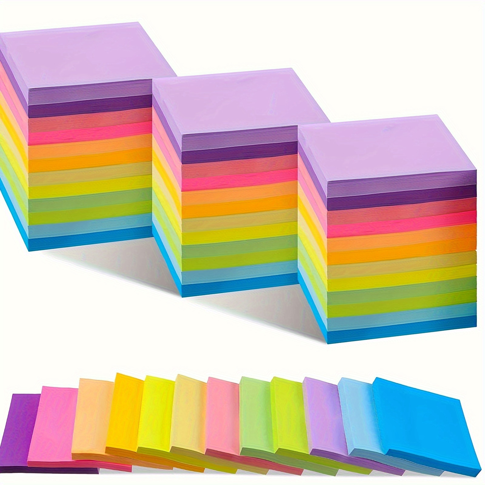 

6-piece Vibrant Sticky Notes - Easy Post, Self-adhesive Pads For Home & Office, 50 Sheets Each, Total 300 Sheets