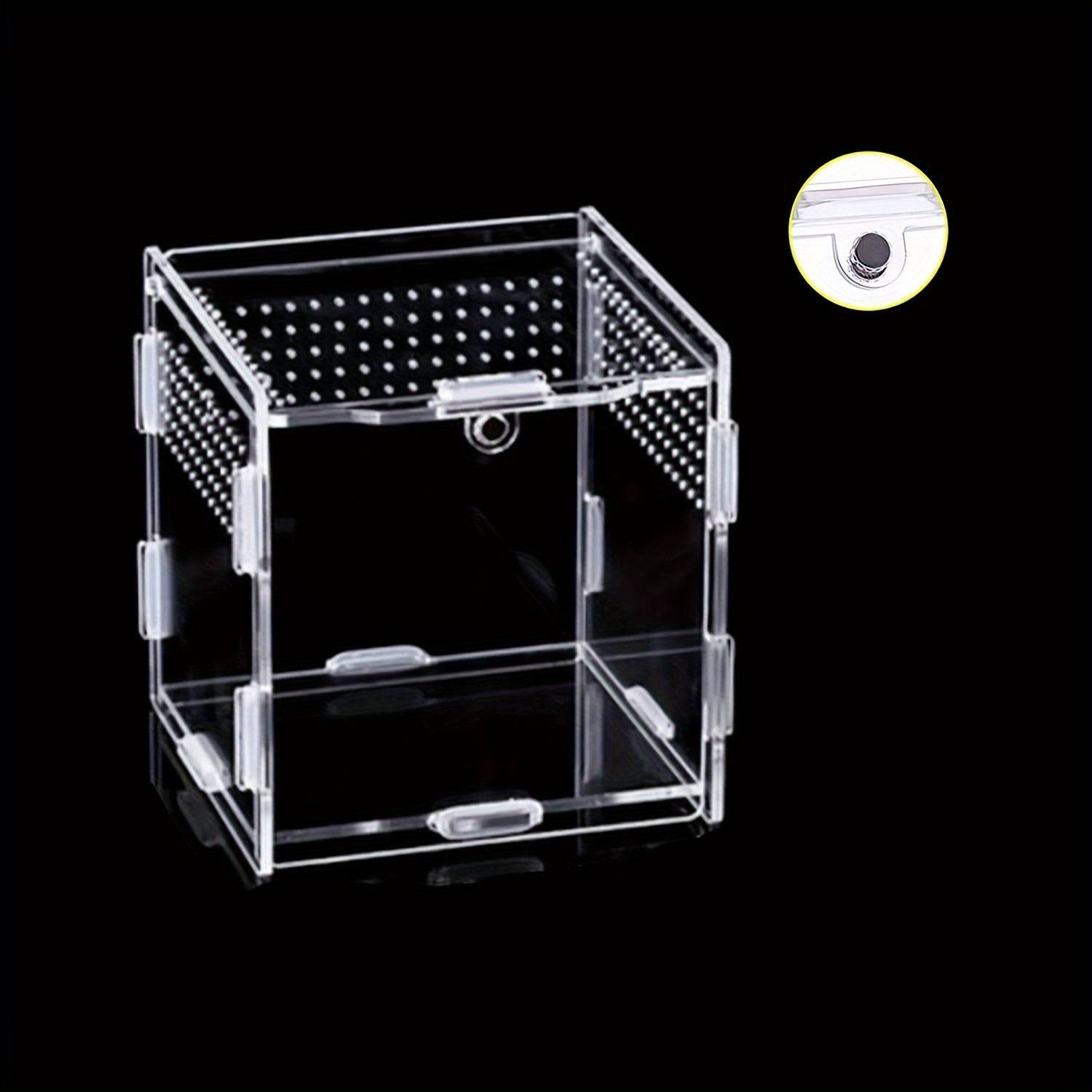 

Square Magnetic Acrylic Terrarium For Hermit Crabs, Reptiles & Insects - Clear Pvc Habitat With Ventilation - Enclosure Ideal For , Scorpions, Lizards, Snakes, Geckos, Jumping Spiders & Isopods